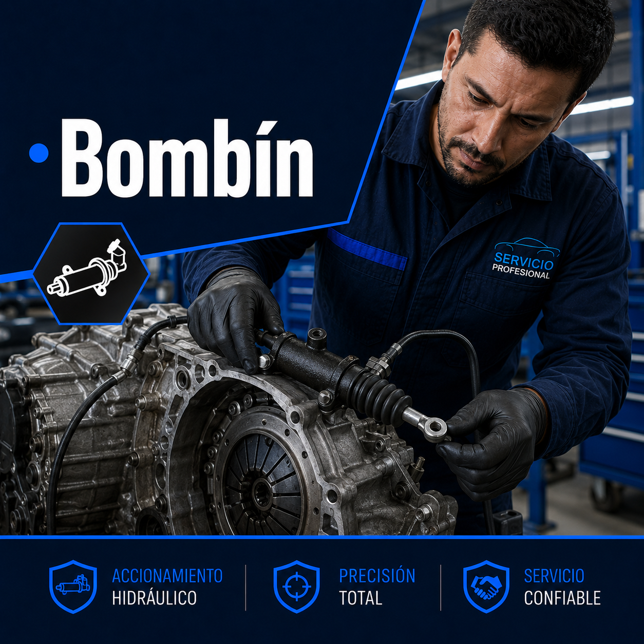 Bombín de embrague y circuito hidráulico en Talleres Benalúa