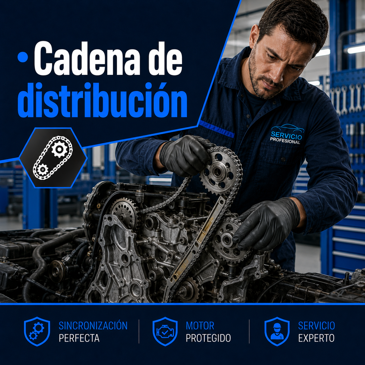 Cadena de distribución y elementos de guiado