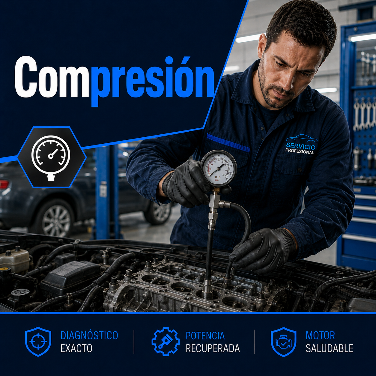 Equipo para comprobar la compresión del motor