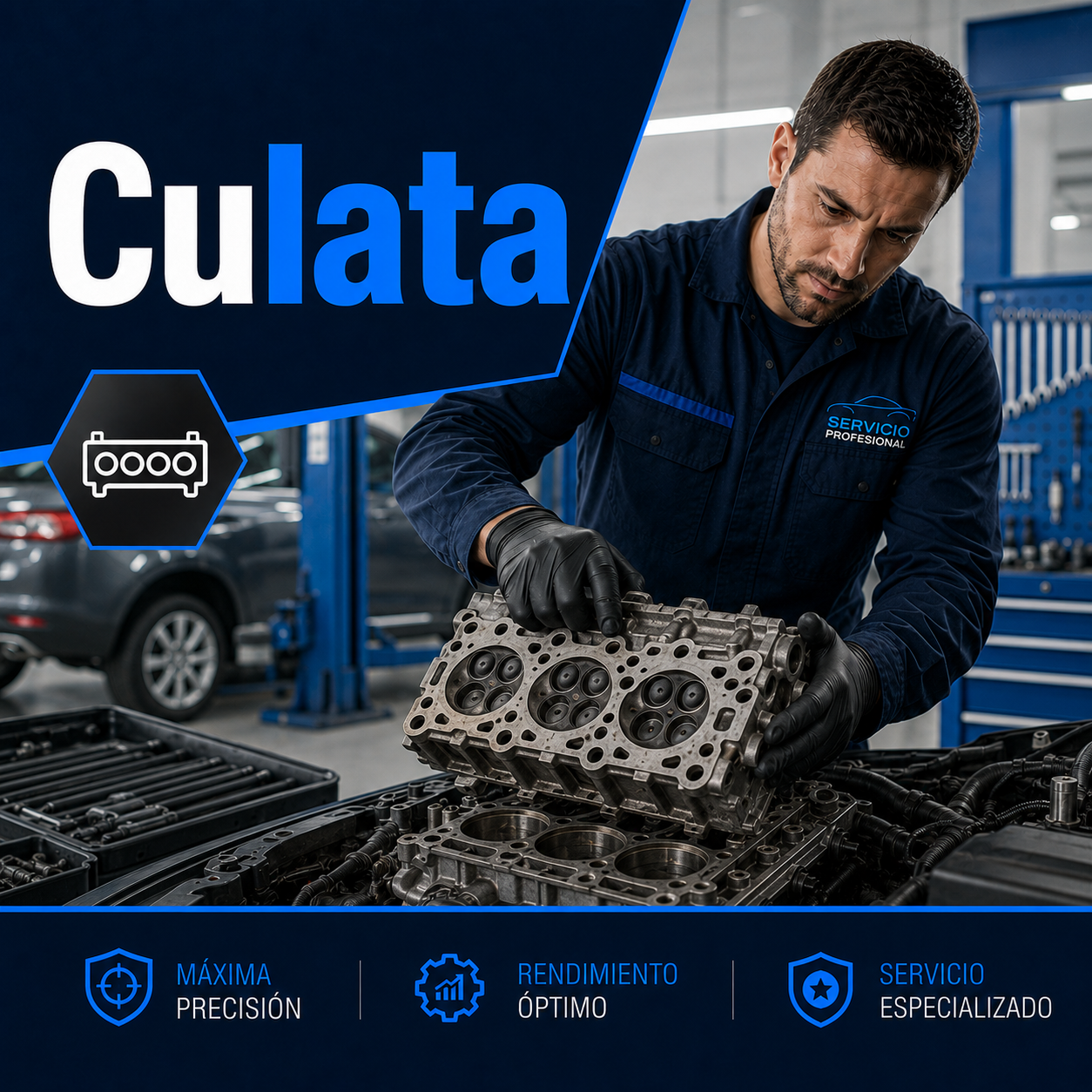 Culata de motor preparada para revisión