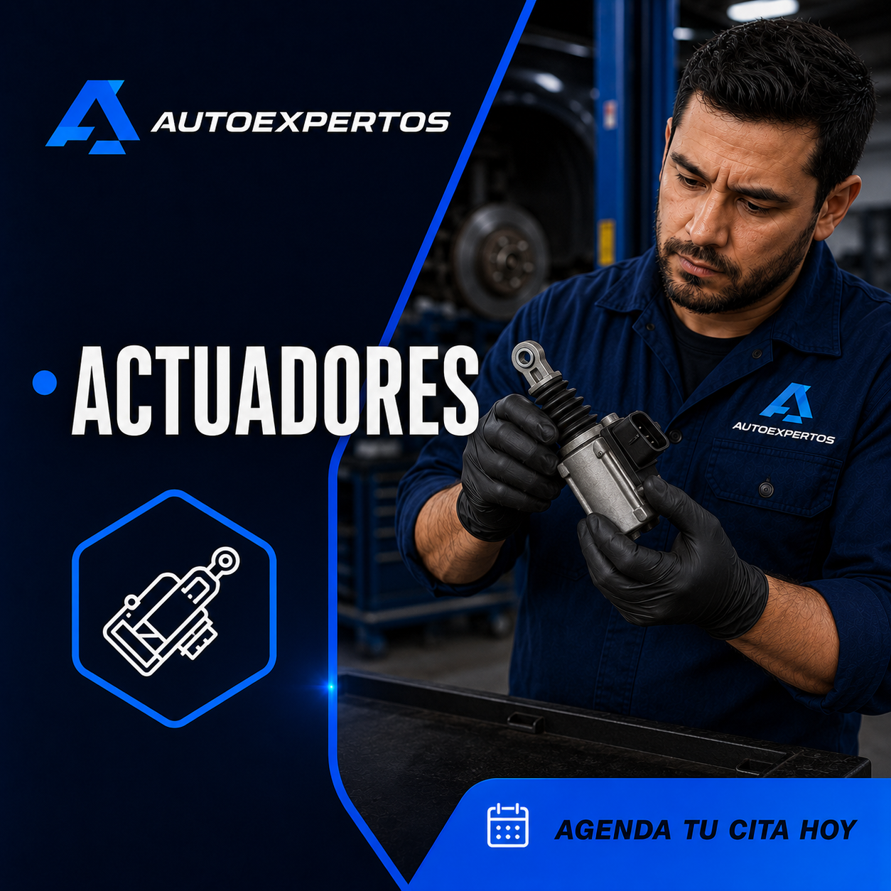 Actuador eléctrico del vehículo durante una prueba de funcionamiento