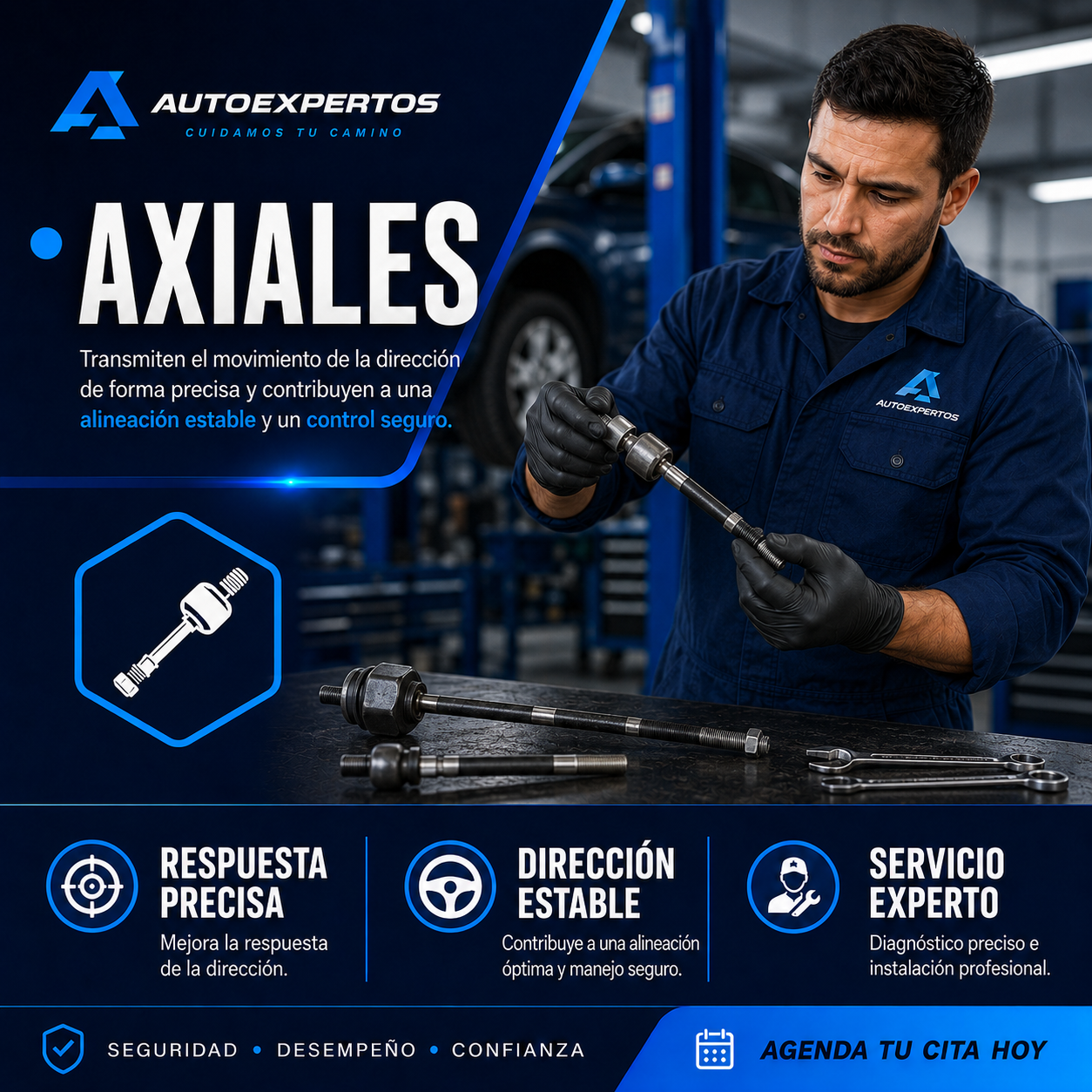 Suspensión y dirección en Alicante: revisión de axiales de dirección