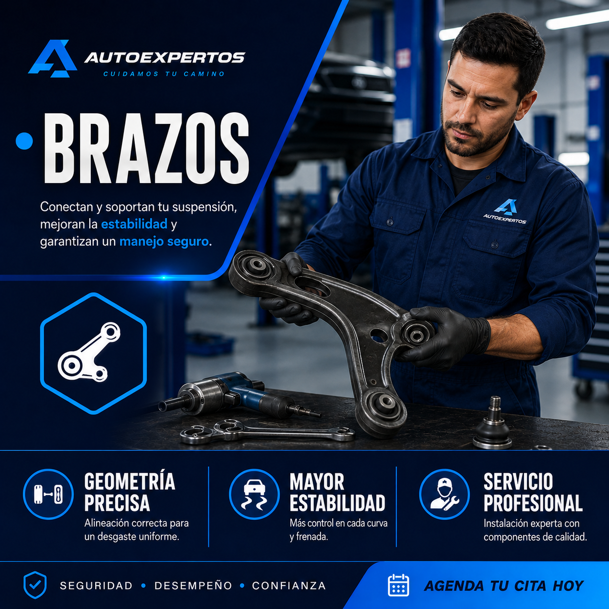 Suspensión y dirección en Alicante: revisión de brazos de suspensión