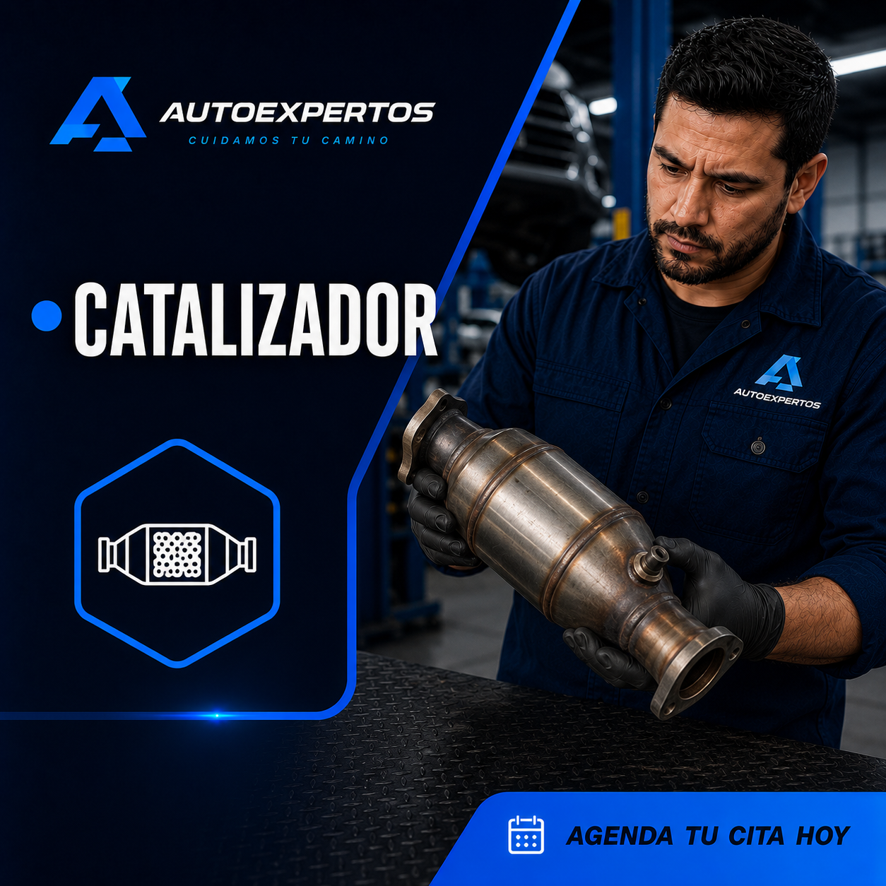 Catalizador y línea de escape durante una revisión de emisiones