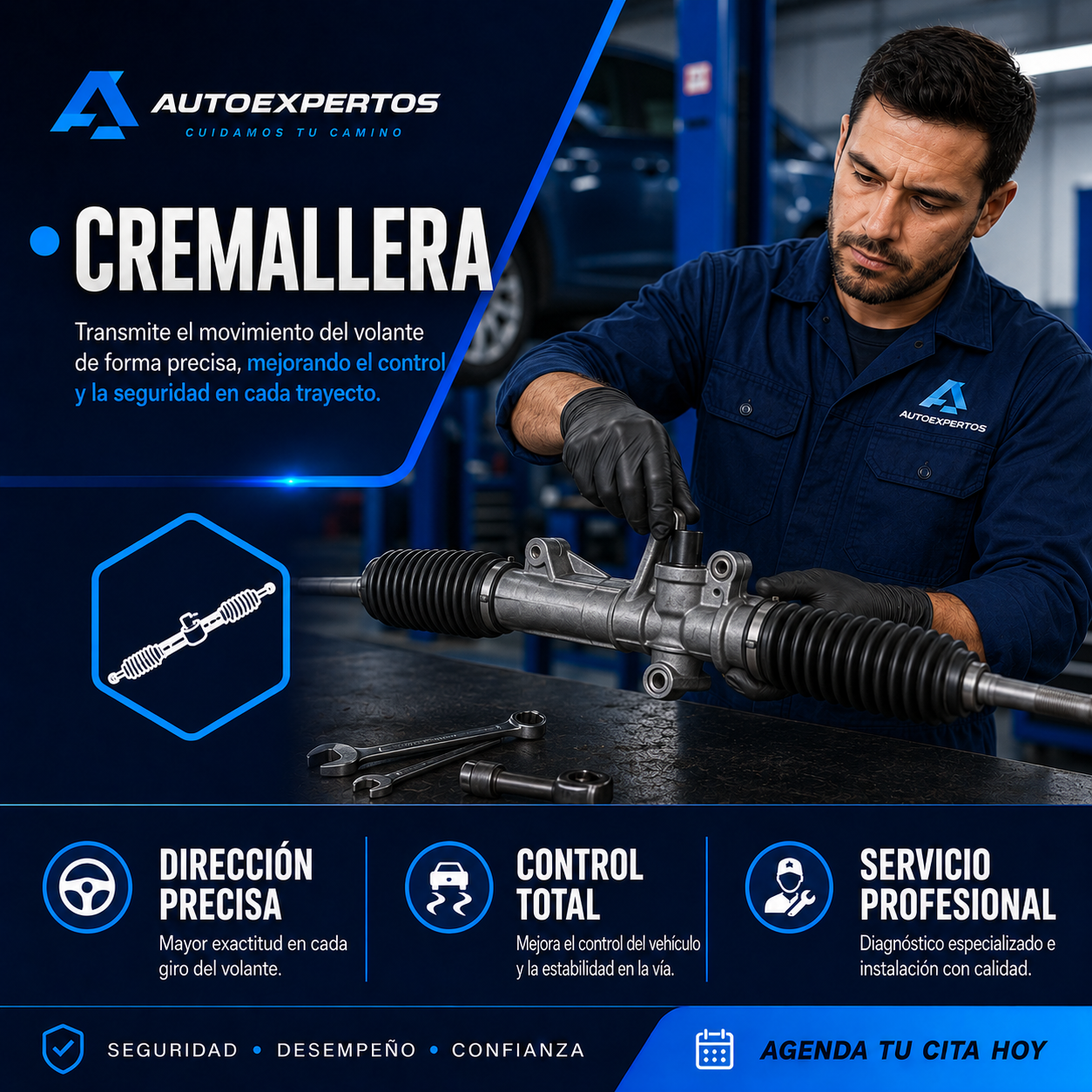 Suspensión y dirección en Alicante: revisión de cremallera de dirección