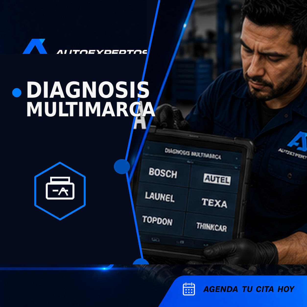 Equipo de diagnosis multimarca conectado a un vehículo
