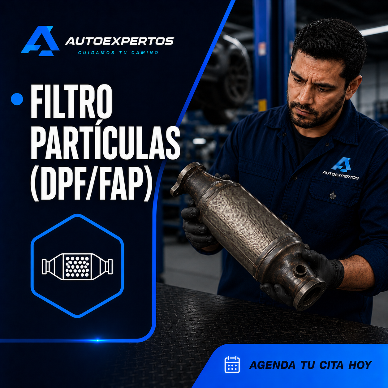 Filtro de partículas DPF desmontado para comprobar su estado