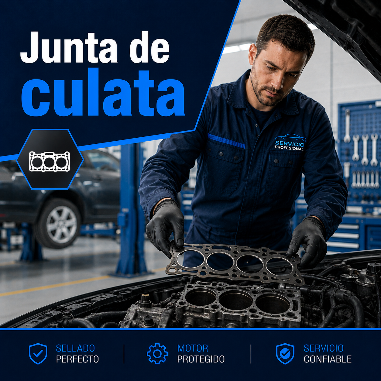 Junta de culata y componentes del motor