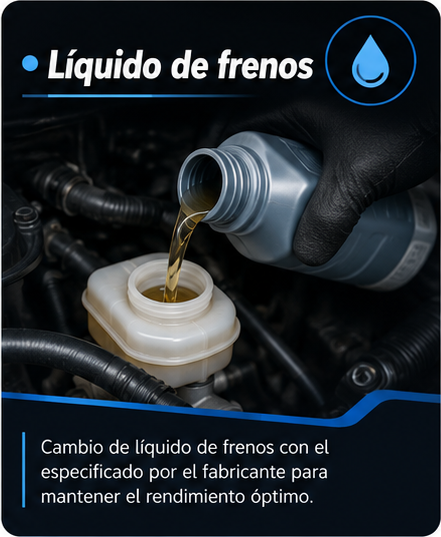Envase y comprobación de líquido de frenos
