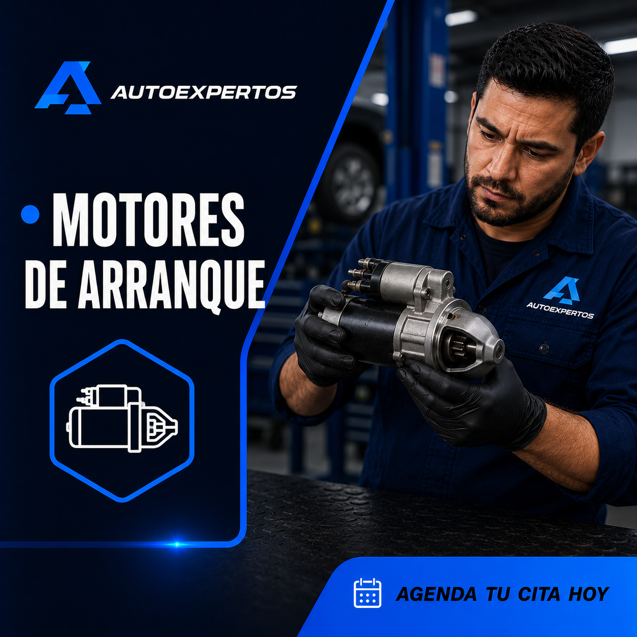 Motor de arranque de coche durante una comprobación