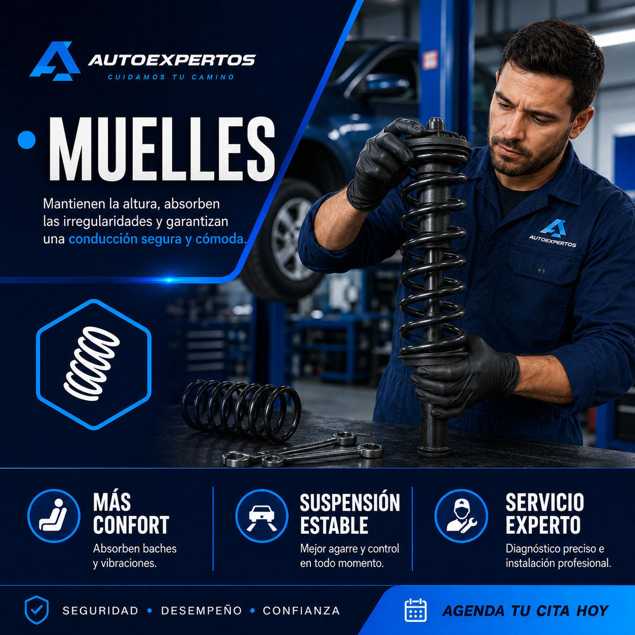 Suspensión y dirección en Alicante: revisión de muelles
