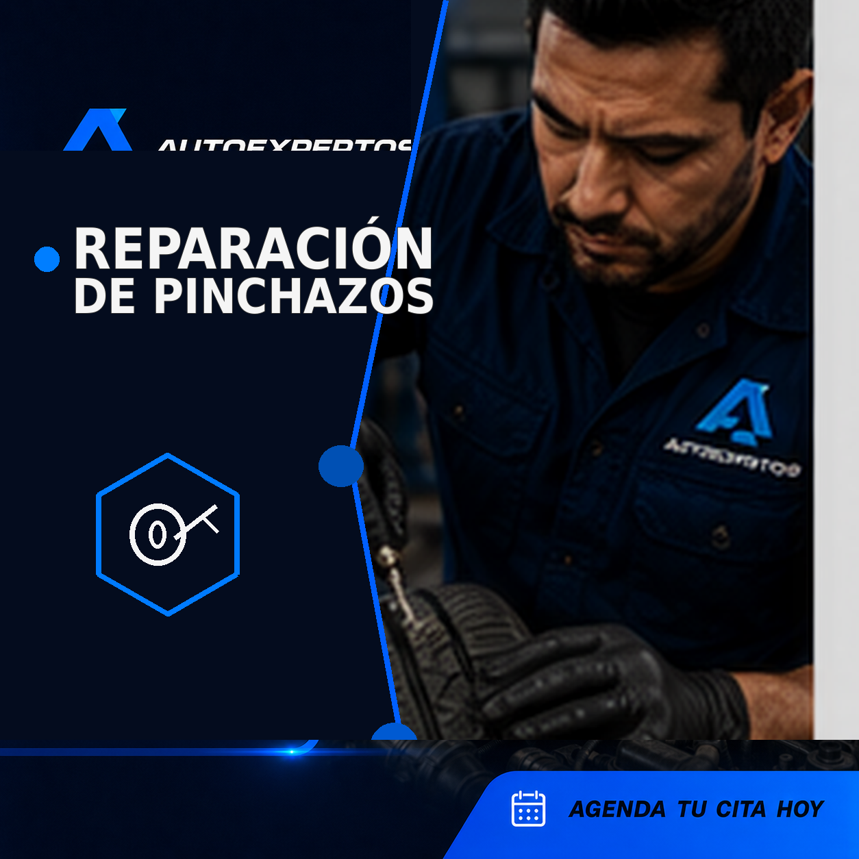 Reparación de un pinchazo tras desmontar y revisar el neumático