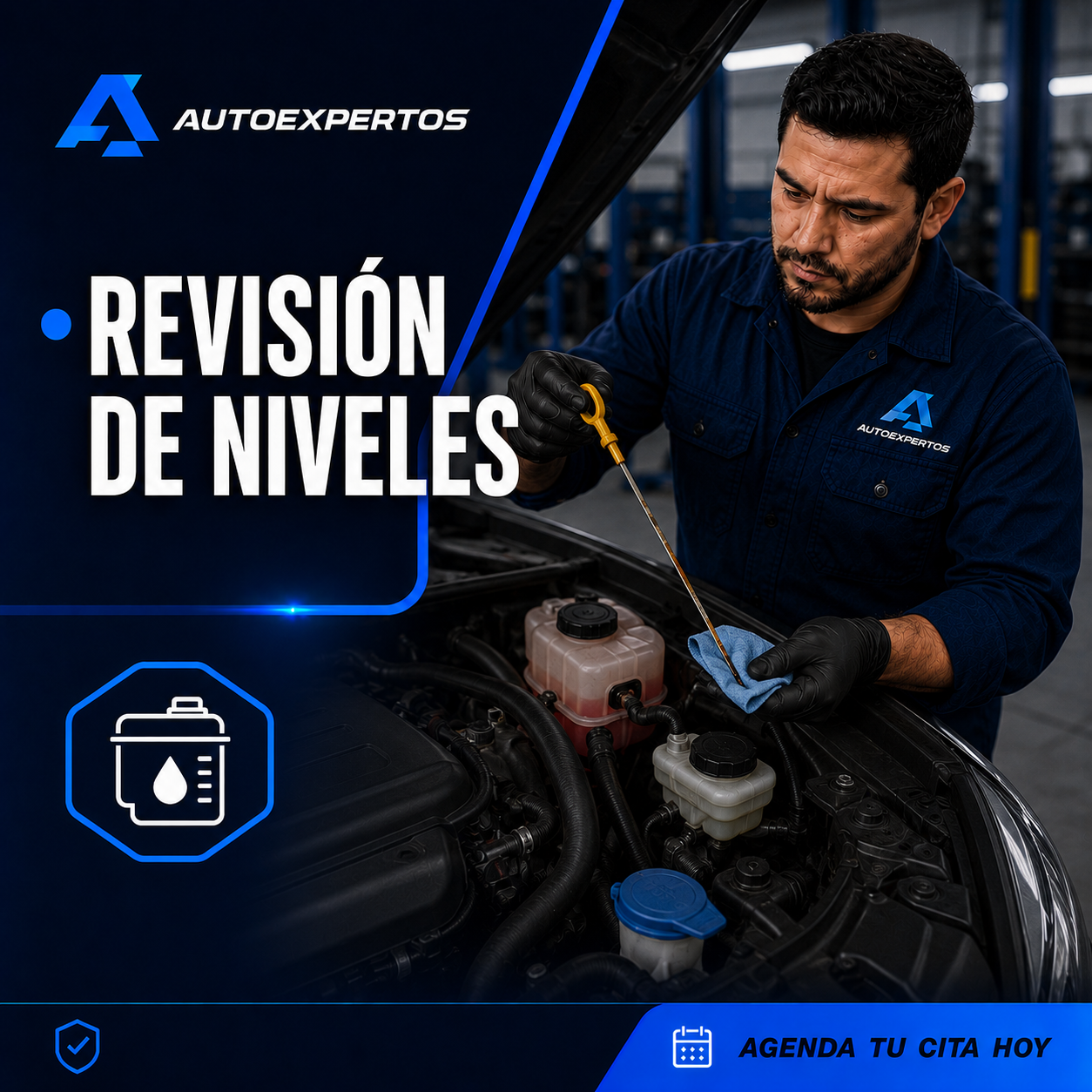 Comprobación de niveles de líquidos en el vano motor