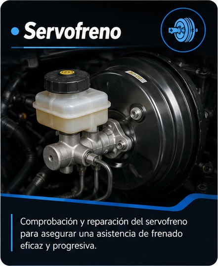 Servofreno de automóvil con depósito y conexiones