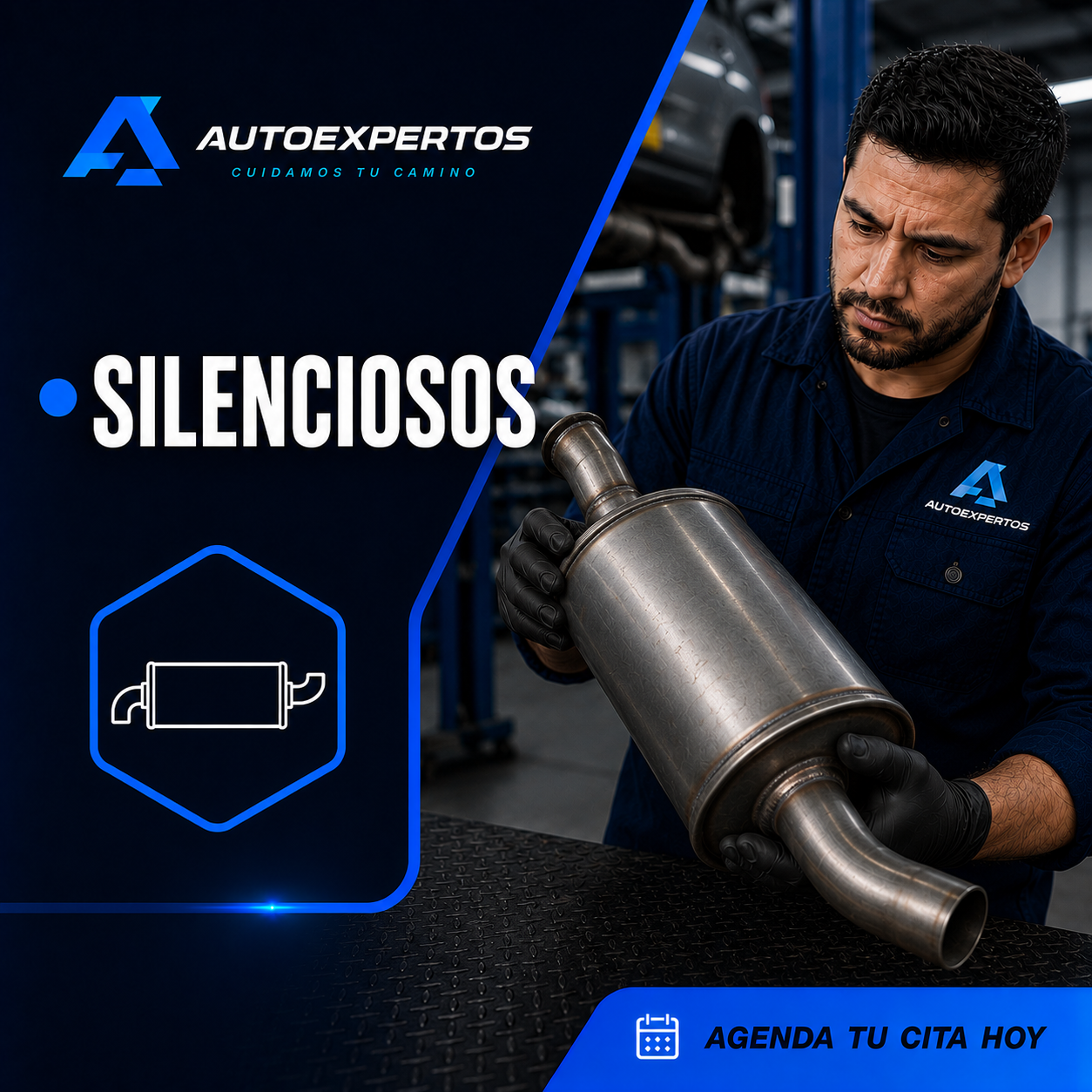 Silencioso del escape y sus puntos de unión